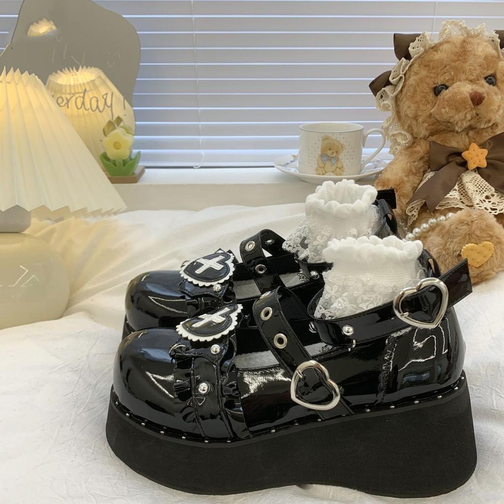 Сладкие маленькие кожаные туфли на платформе лолита Мэри Джейн 2025 японская лолита увеличивающие рост маффины субкультура одинарная обувь