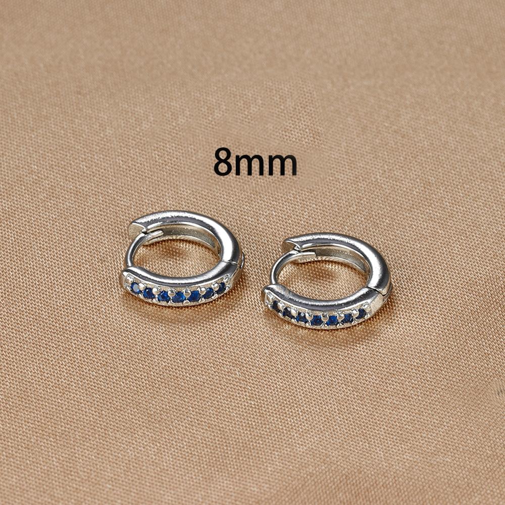 8mm Stainless Steel Minimal Hoop Earrings Crystal Zirconia Small Huggie Thin Cartilage Earrings Helix Tragus Piercing Jewelry