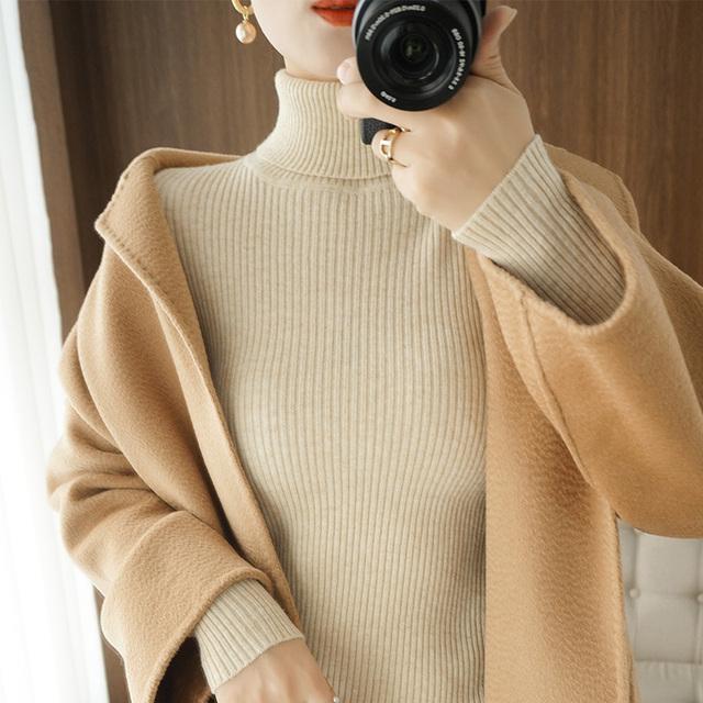 Осень-зима Женская водолазка свитер однотонный теплый пуловер свитер с длинным рукавом джемпер одежда