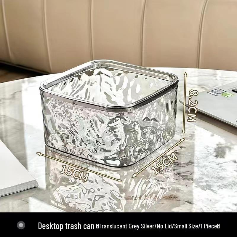 Compact Desktop Trash Bin with Lid, Press-Type Pop-Up Wastebasket for Kitchen, Dining, or Office Use