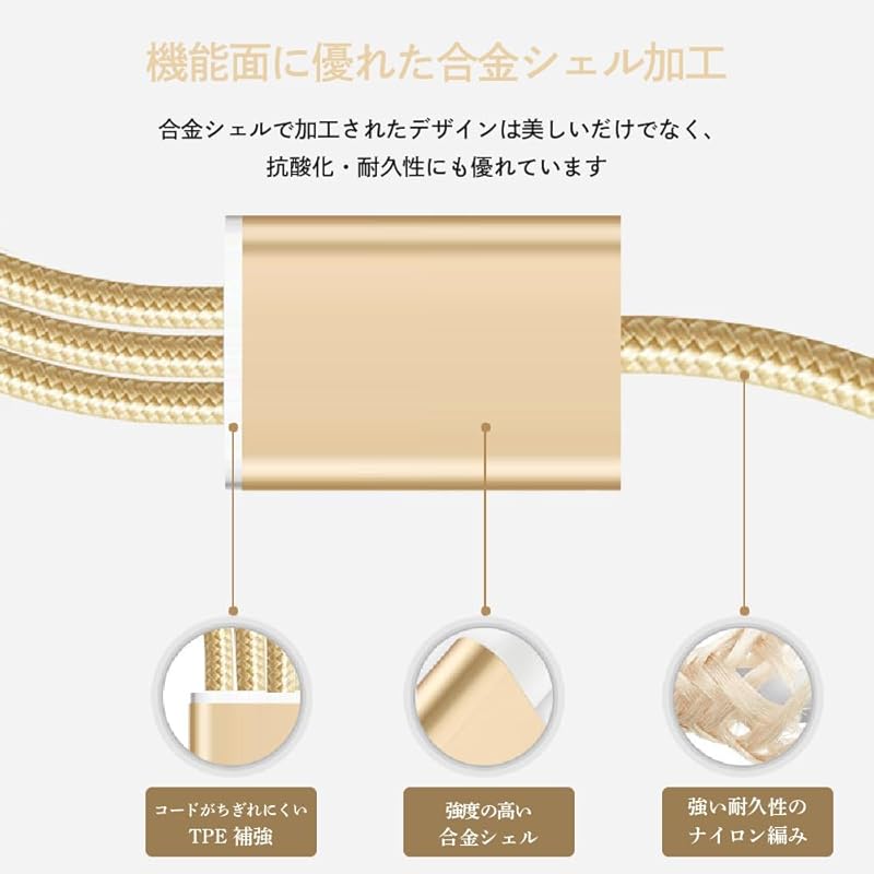 [End of the Edo Period] 3in1 Charging Cable USB Type-C 1.2m Gold Gold Cable Charging Cable 3in1 3 Units Ippon Sanyaku Type C iPhone15 USB-C Type C