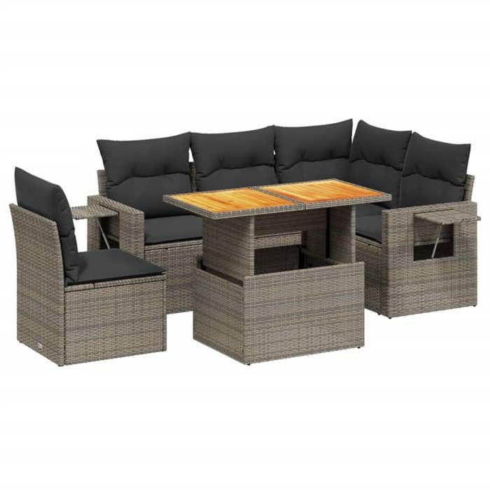 VidaXL Salon de Jardin avec Coussins 6 pcs, Canapés de Terrasse, Ensemble de Meubles de Patio, Mobilier d'Extérieur, Gris 3271760