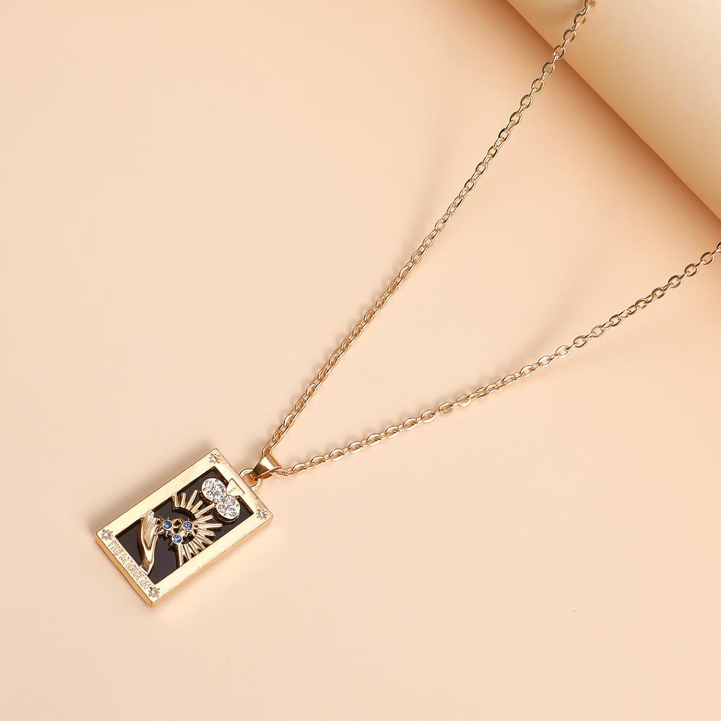 Coloeful Tarot Necklace Star Moon Sun Lovers Magiclan Knight Empress Pendant Necklace for Women