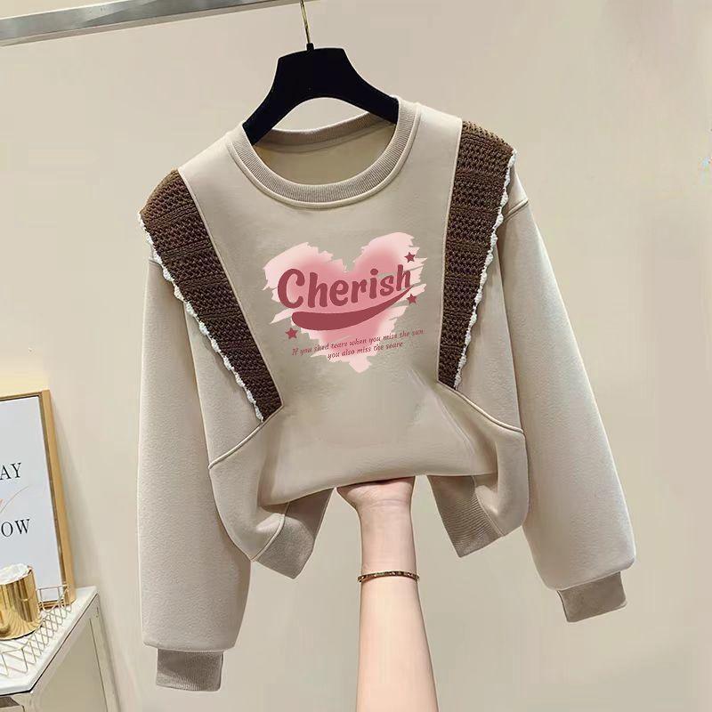 Children's Casual Graffiti Love Hoodie Autumn and Winter Girls' Ruffled Long-sleeved Coat