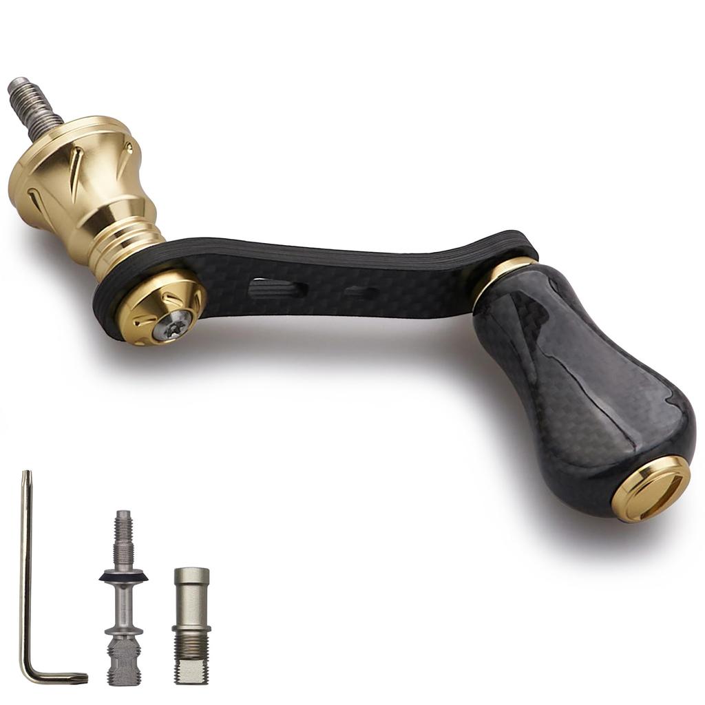 HEIGHTEN 42mm Reel Handle with Knob Shimano Daiwa Spinning Reel Universal Game Stream Gourd Series Knob 20mm/21mm [Light Fishing] (20mm - Gold) (1056)