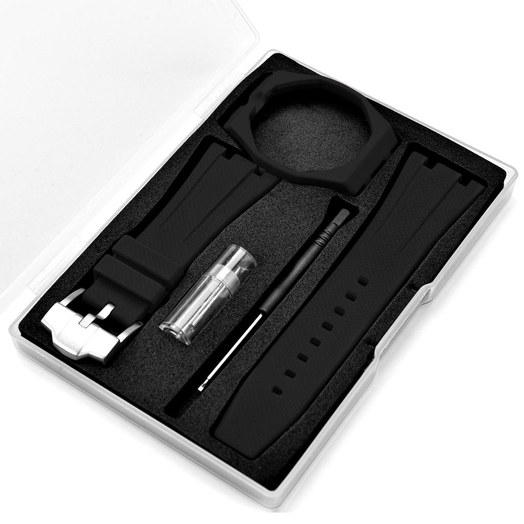 FKM Rubber Watch Strap with Watch Case DIY Installation Tools Sports Diving Universal Rubber Watchband for AP X Swatch