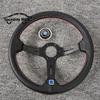 Spceddy For Steering Wheel 14inch 350mm Perforated Leather Concave Car Sports Steering Wheel