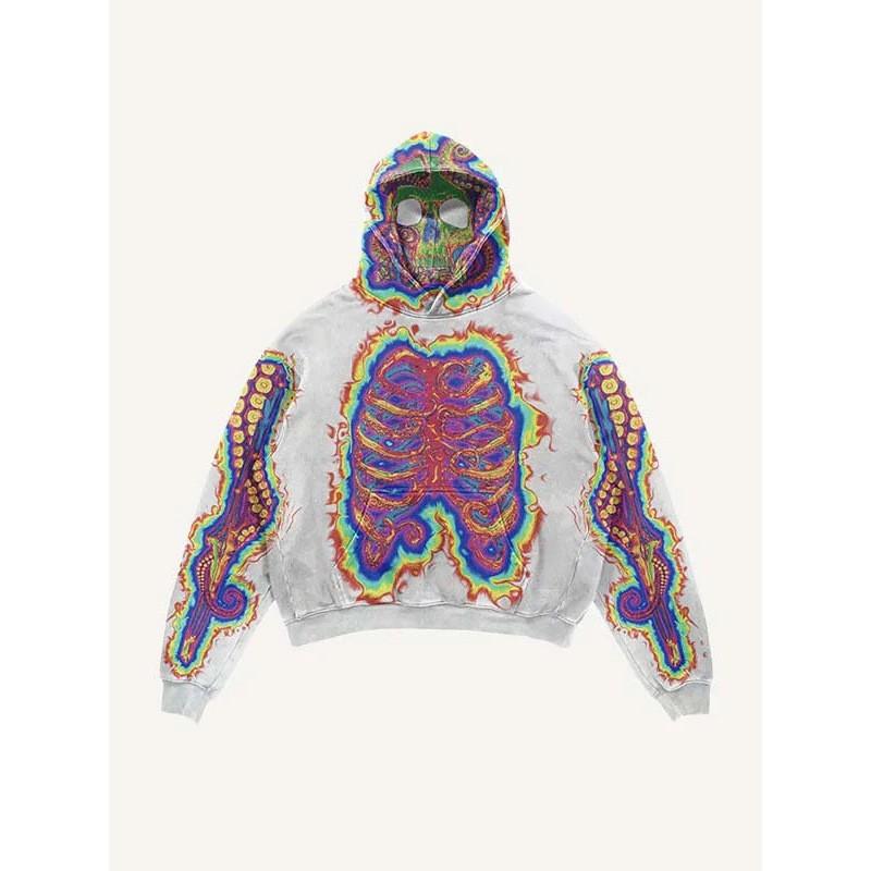 2026 Unisex Retro Squid 3D Print Hooded Sweatshirt Casual Long Sleeve Pullover Teens Adults