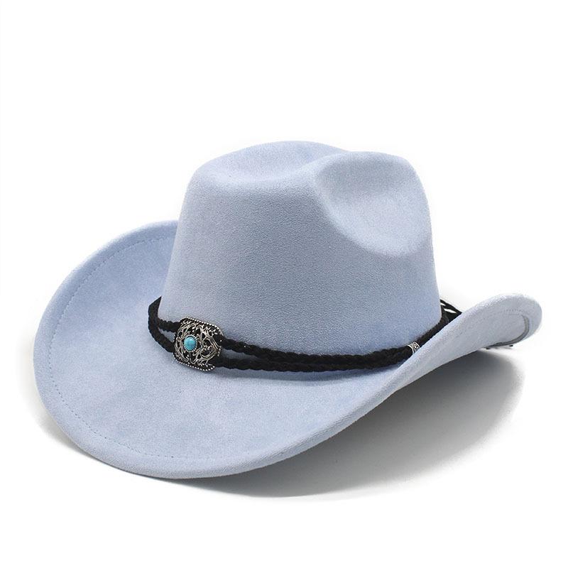Suede Upturned Edge Western Cowboy Hat Men And Women Outdoor Travel Hat Rolled Brim Ethnic Style Top Hat Felt Hat