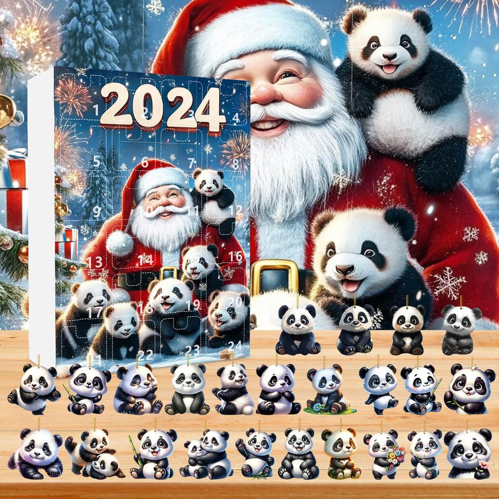 Panda Holiday Countdown Calendar Featuring 24 Acrylic Backpack Charms For Christmas Celebration