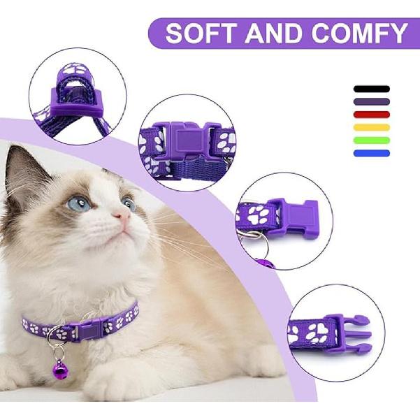 Pink Extra Small Dog Collar with Bell, 2-Pack Puppy Collar with Bells Reflective Kitten Cat Collars Adjustable Buckle for Tiny Little XS XSmall Small