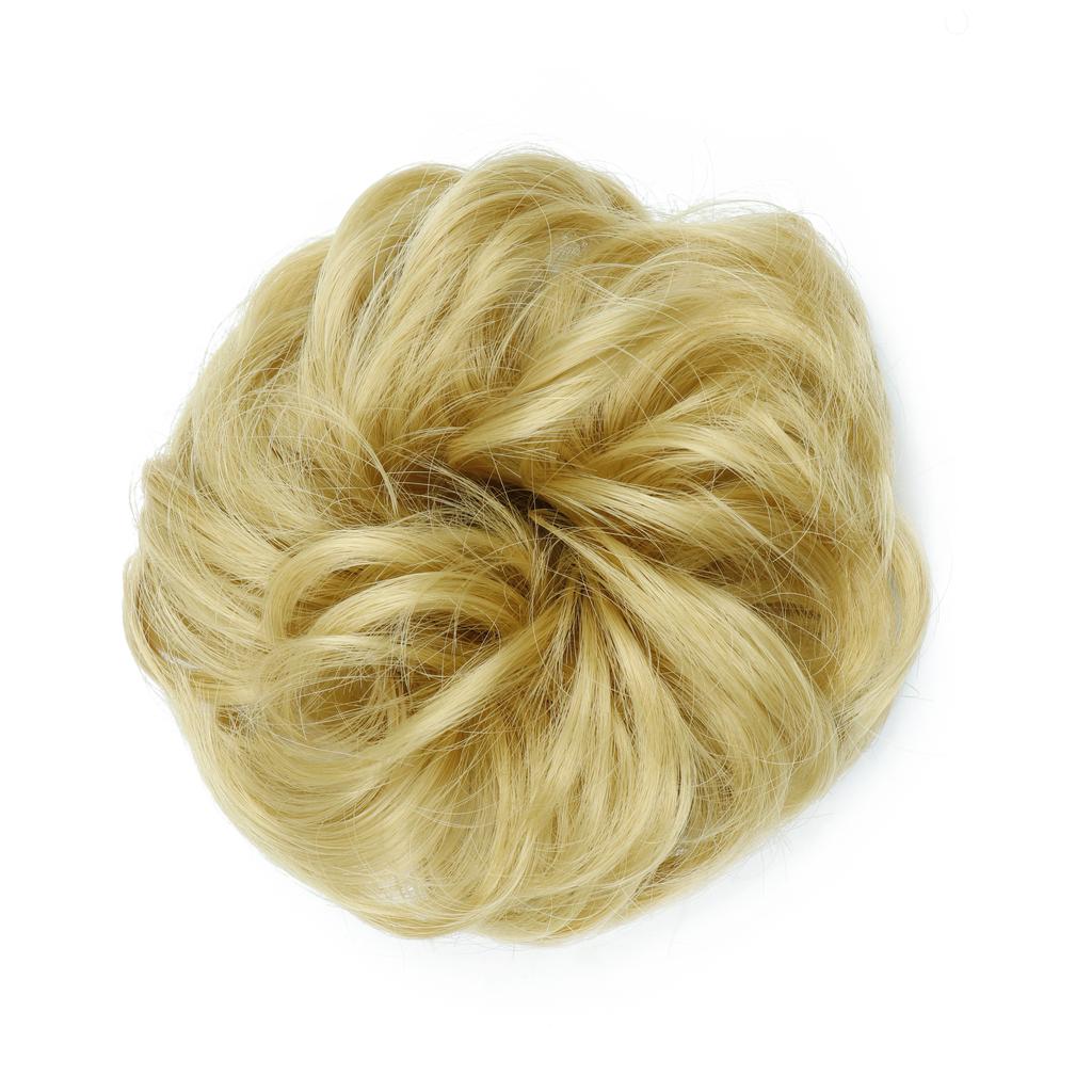 XINRAN Girls Curly Scrunchie Chignon With Rubber Band Brown Gray Synthetic Hair Ring Wrap On Messy Bun Ponytails
