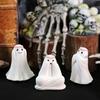 3 шт. Хэллоуин Фигурка привидения Маленькое белое привидение с тиарами из цветочной короны Настольные смоляные украшения для декора дома, офиса, шкафа