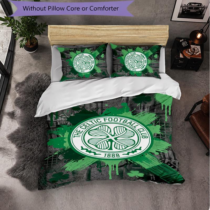 Celtic FC Themed Bedding 3Pcs Duvet Cover Set Decorative Bed Linen For Teen Room Home Decoration