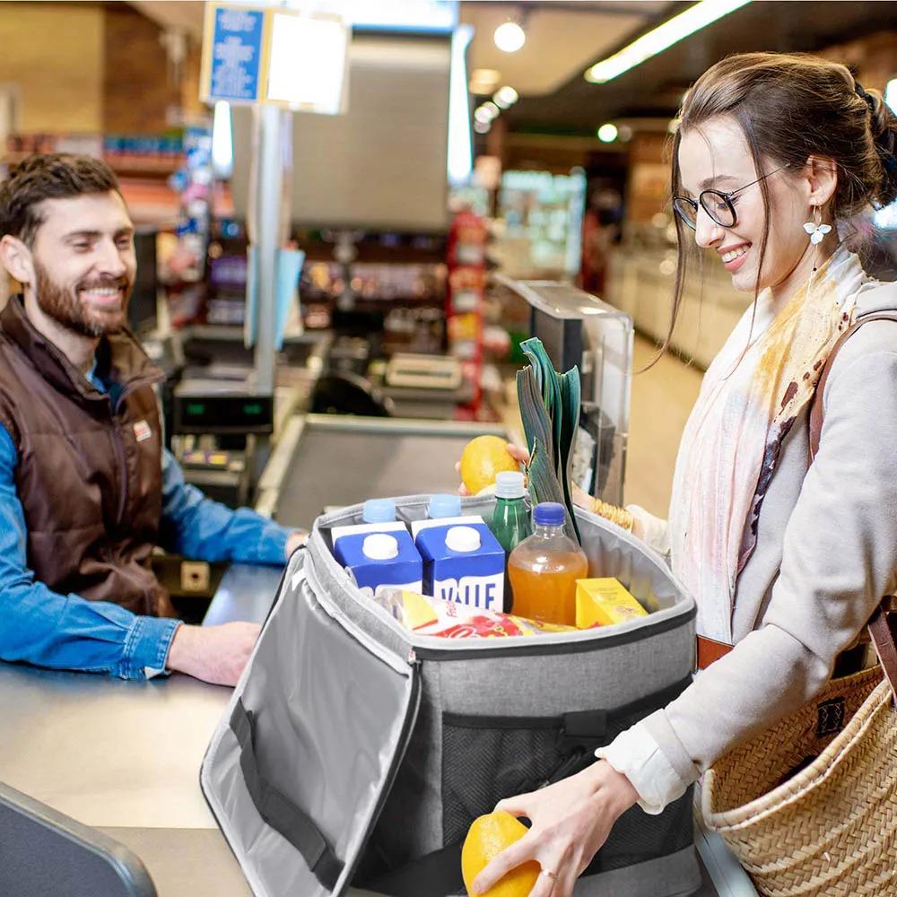 32L Soft Cooler Bag With Hard Liner Large Insulated Picnic Lunch Bag Box Cooling Bag For Camping Bbq Family Outdoor Activities