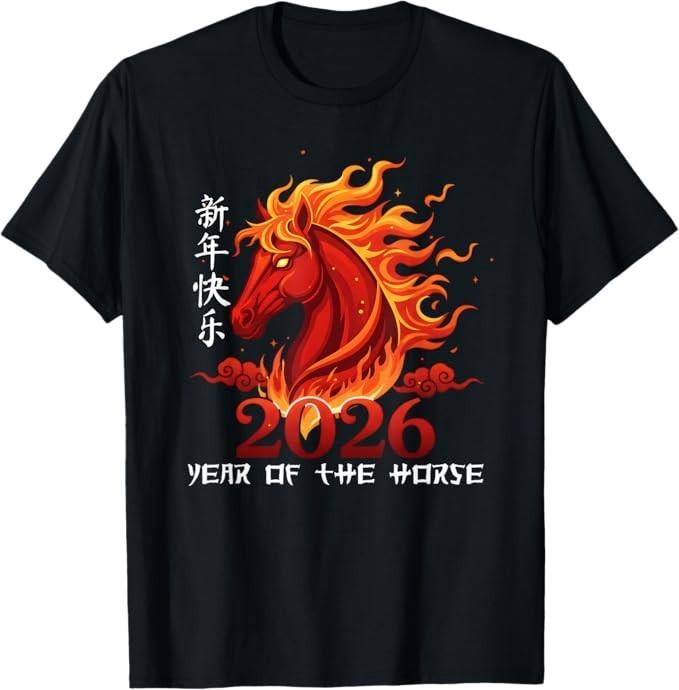 Футболка с изображением Лошади Lunar Chinese New Year Fire Horse