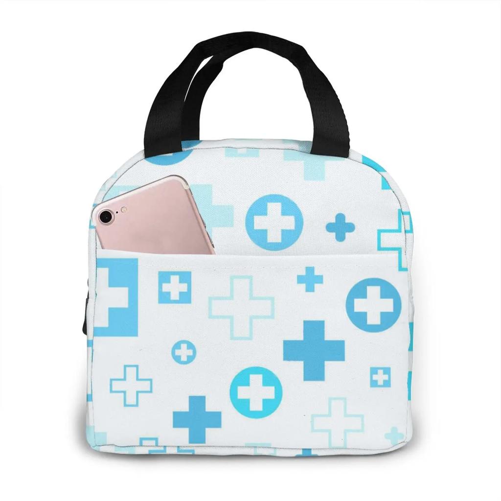 Travel Nurse Bag Insulated Lunch Bags Women Cartoon Nurse Print Food Case Cooler Warm Bento Box for Kids Lunch Box Picnic Bag