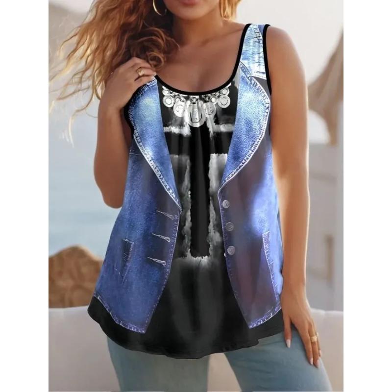 Летний женский жилет без рукавов с креативным цветным принтом, удобный, мягкий, модный, универсальный жилет