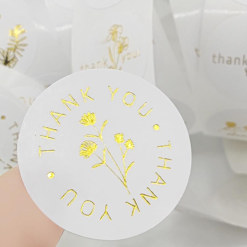 100-500Pcs 1Inch/2.5CM Golden Thank You Stickers For Gift Card Box Package Party Wrapping Decorate Baking Food Small Business
