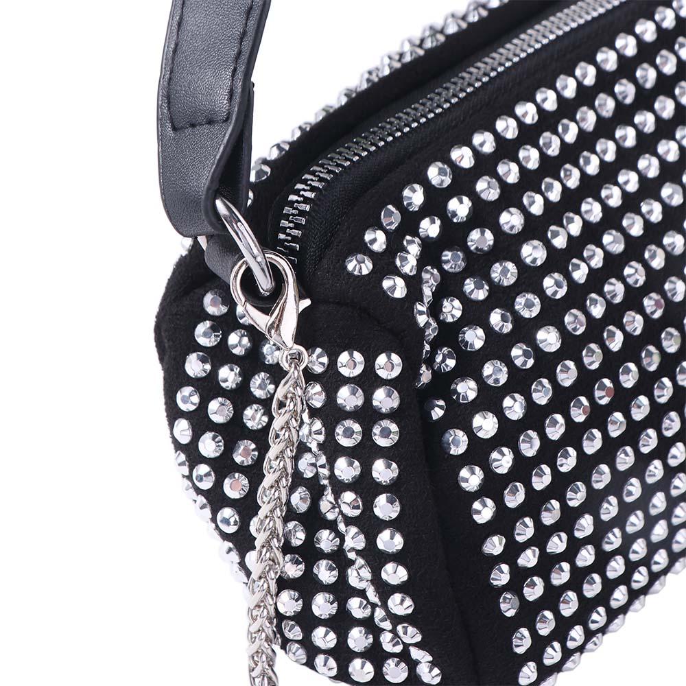 Маленькая квадратная сумка большой вместимости, сумка на плечо с цепочкой на молнии, индивидуальная сумка со стразами, для вечеринки