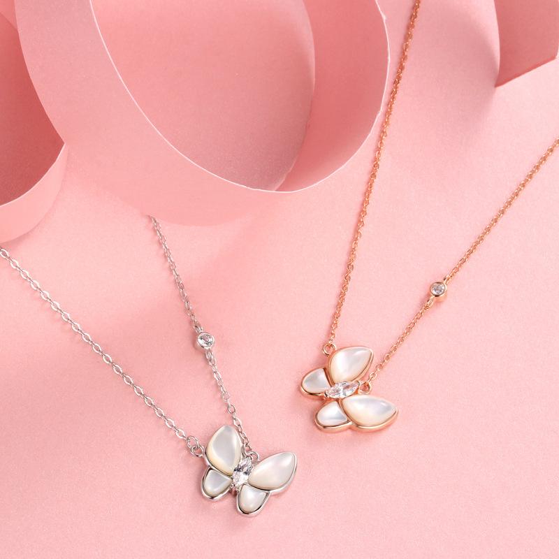 Butterfly Necklace Jewelry Pendant Natural White Fritillary Temperament Versatile Collarbone Chain Female Ins Premium