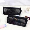 1PCS Makeup Brush Storage Mesh Transparent Pencil Case Stationery Bag Stationery Bag Simple Large Capacity Pencil Case
