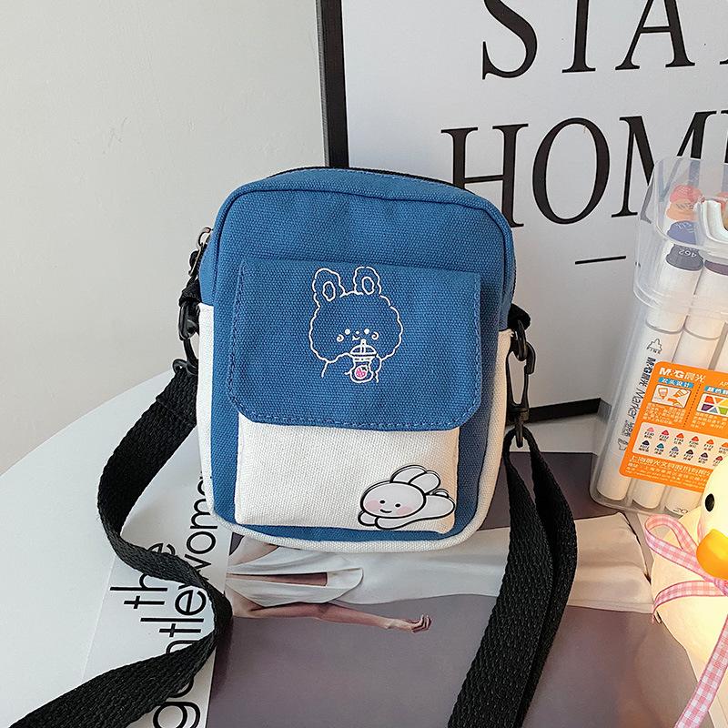 Новая холщовая маленькая сумка милая девушка простая наплечная сумка контрастного цвета маленькая свежая студенческая сумка-мессенджер