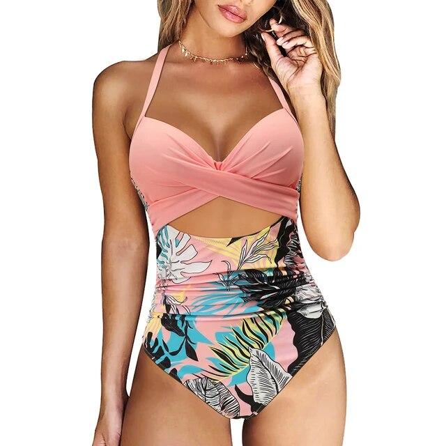 One Piece Swimsuit Women Backless Puch Up Sexy Swimwear Solid Bathing Suits XXL Size Beachwear Monokini Swimsuit Women