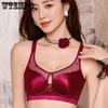 Soft Steel Ring Bra Women's Chest Gathered Red Bra Adjustable Push Up Bra
