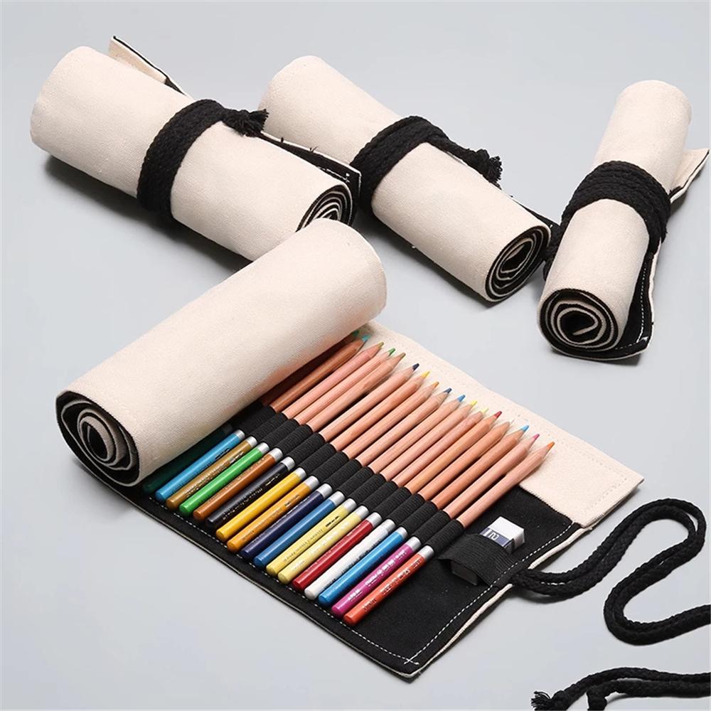 Supplies For Boys Girls Office School Wrap Roll Up Pencil Bag Stationery Pencil Case Pen Curtain