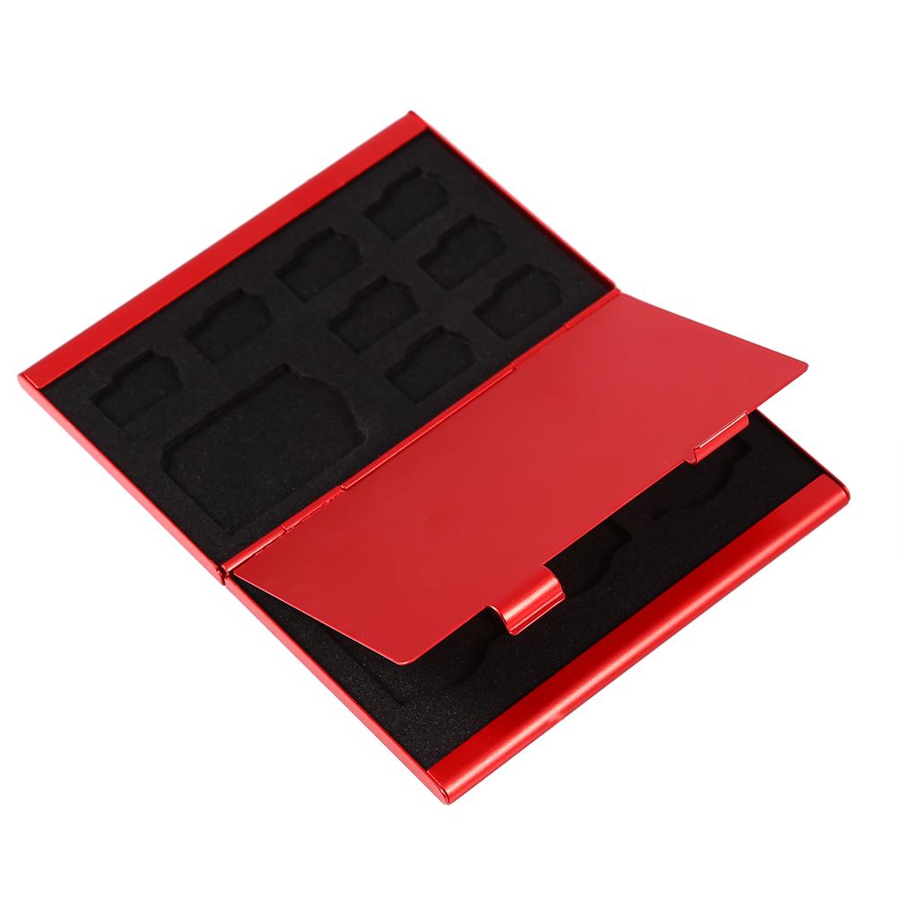 12 Slots Aluminium Box Case For Card And TF Card Holder(Black)