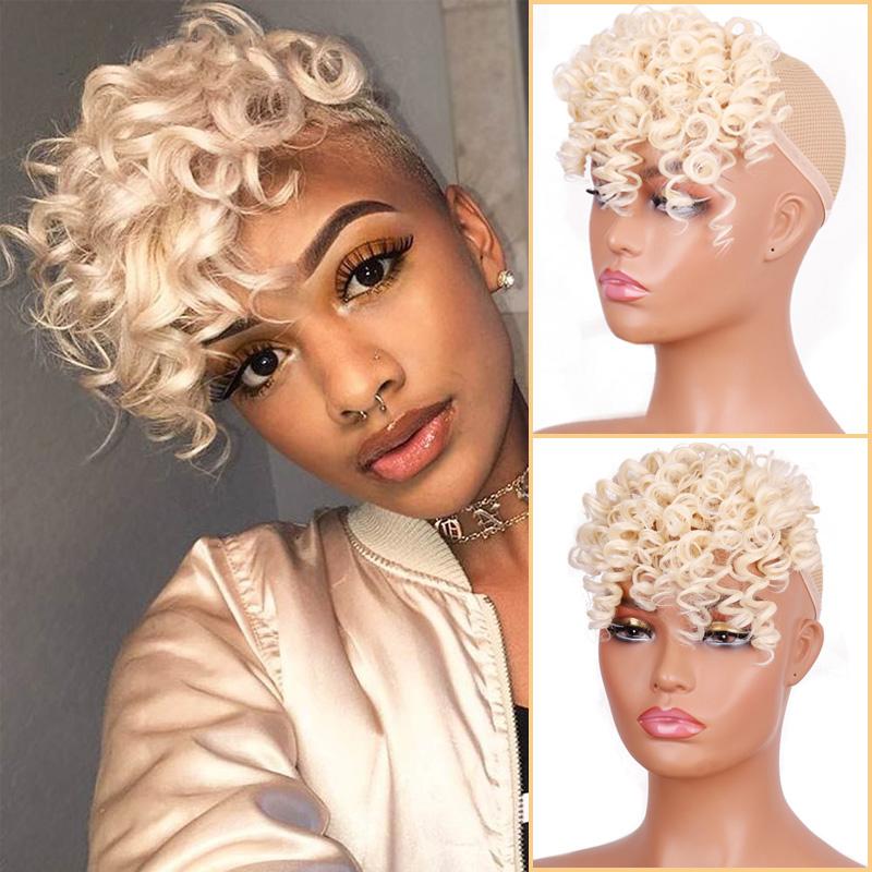 MISS WIG Парик с краями, женские синтетические искусственные короткие шпильки с челкой, наращивание волос, странное вьющееся наращивание натуральных волос