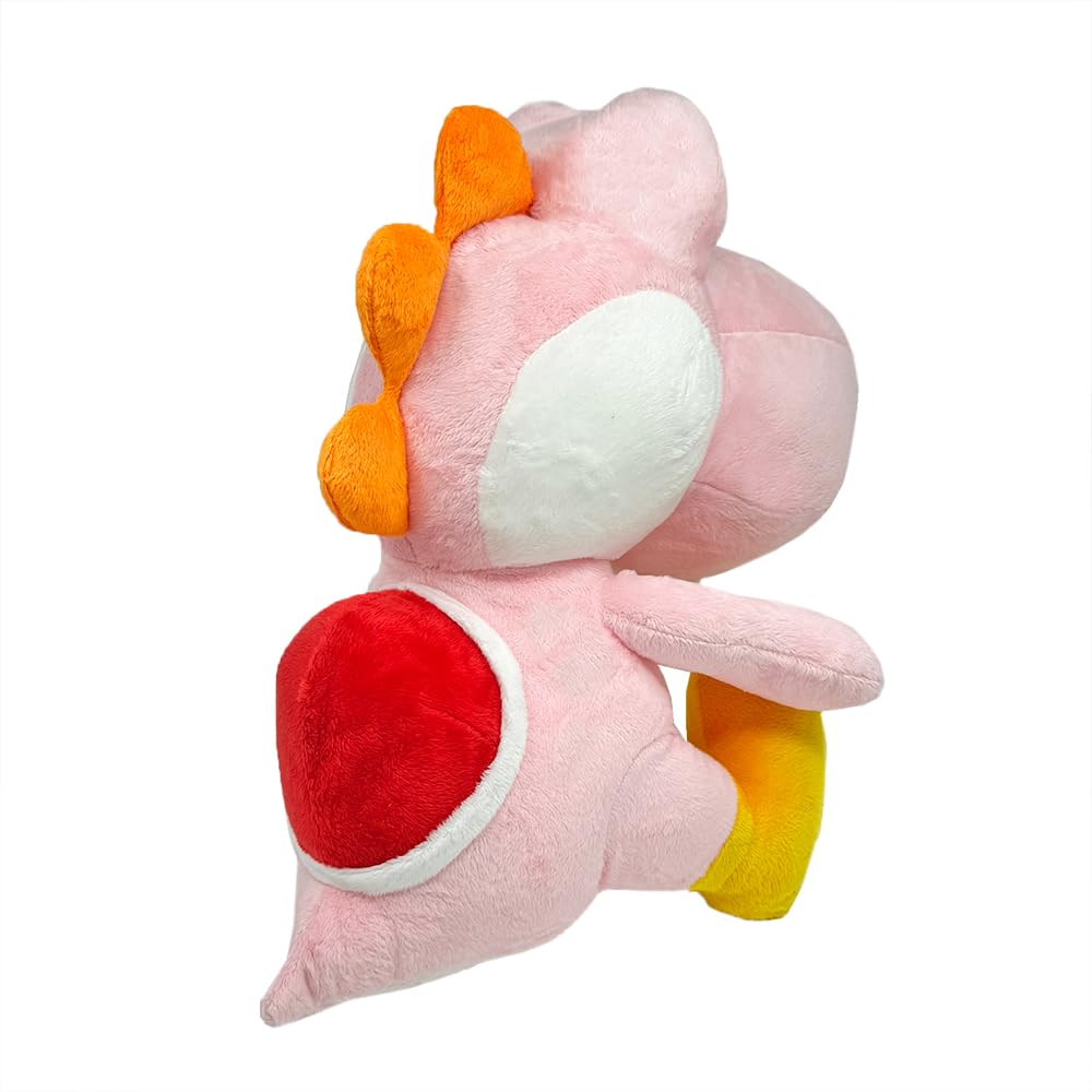 Super Mario Official Plush Toy, Sitting Yoshi, Approximately 42cm (Pink Yoshi)