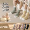 3Pairs Sleeping Coral Fleece Socks Winter Mid Tube Socks Women Solid Color Floor Plush Socks  Autumn
