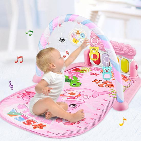 Soft Lighting Baby Gym Play Mat Lovely Dolphin Print Toddler Blanket Breathable with Mirror