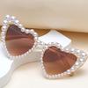 Heart Shape Large Frame with Pearl Sunglasses Women Men Fashion Sun Glasses Shades Vintage Retro UV400 Eyewear for Female