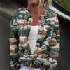 Женская модная принтованная куртка с длинным рукавом и вязанным кардиганом на пуговицах
