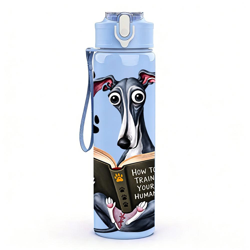 1PC Reading Greyhound Dog 750ml Color Plastic Sports Water Bottle Leakproof Flip Straw Lid Suitable for Sports Office Home Use