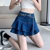 Summer Denim Ruffle Half Body Skirt Fishtail Skirt Trouser Skirt