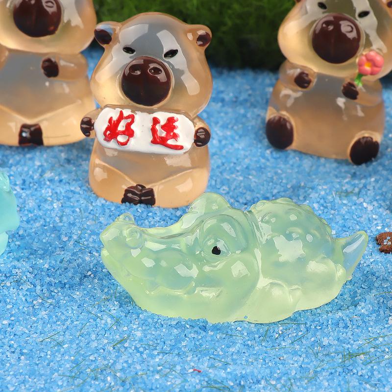 Мультяшная мини-светящаяся миниатюрная фигурка, поделки, милый орнамент, кавайный настольный декор для дома своими руками, аксессуары, подарки