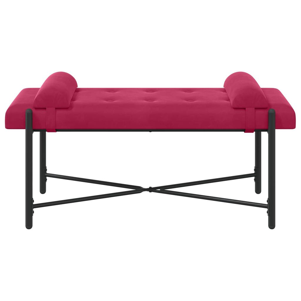 Button Tufted Bench with Cushions Wine Red 110 x 40 x 46 cm Velvet