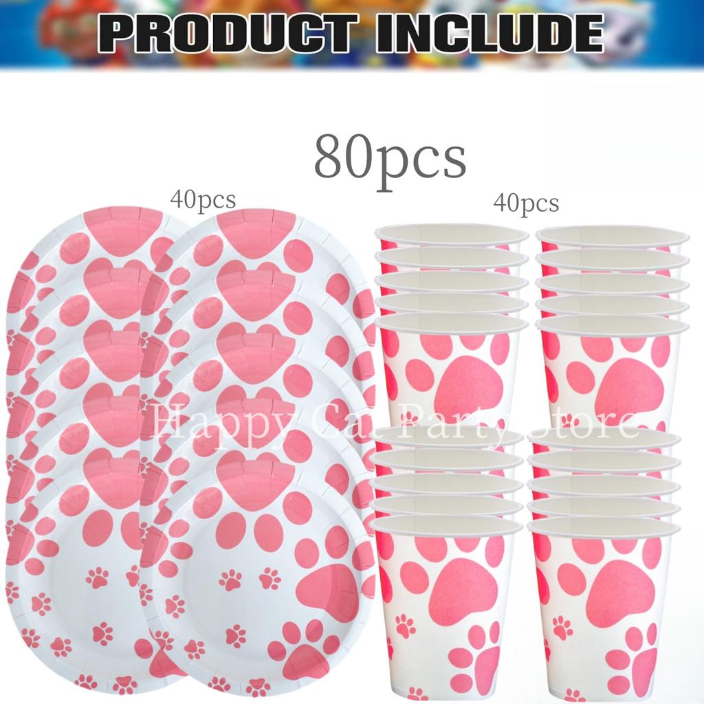40человек Щенячий патруль Одноразовый набор посуды Декор для дня рождения Патруль ЩЕНЯЧИЙ Бумажная тарелка стаканчик Детские подарки для девочек Принадлежности для вечеринки