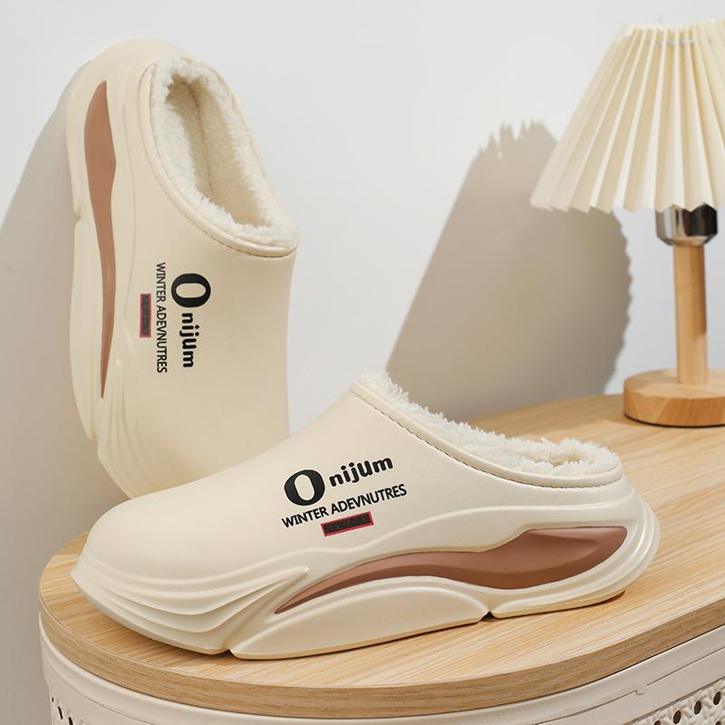 Fashion Winter Men Warm Slippers Women Cotton Slippers Outdoor Indoor Warm Shoes Waterproof Mens Couple Home Bedroom Plush Warm Slippers