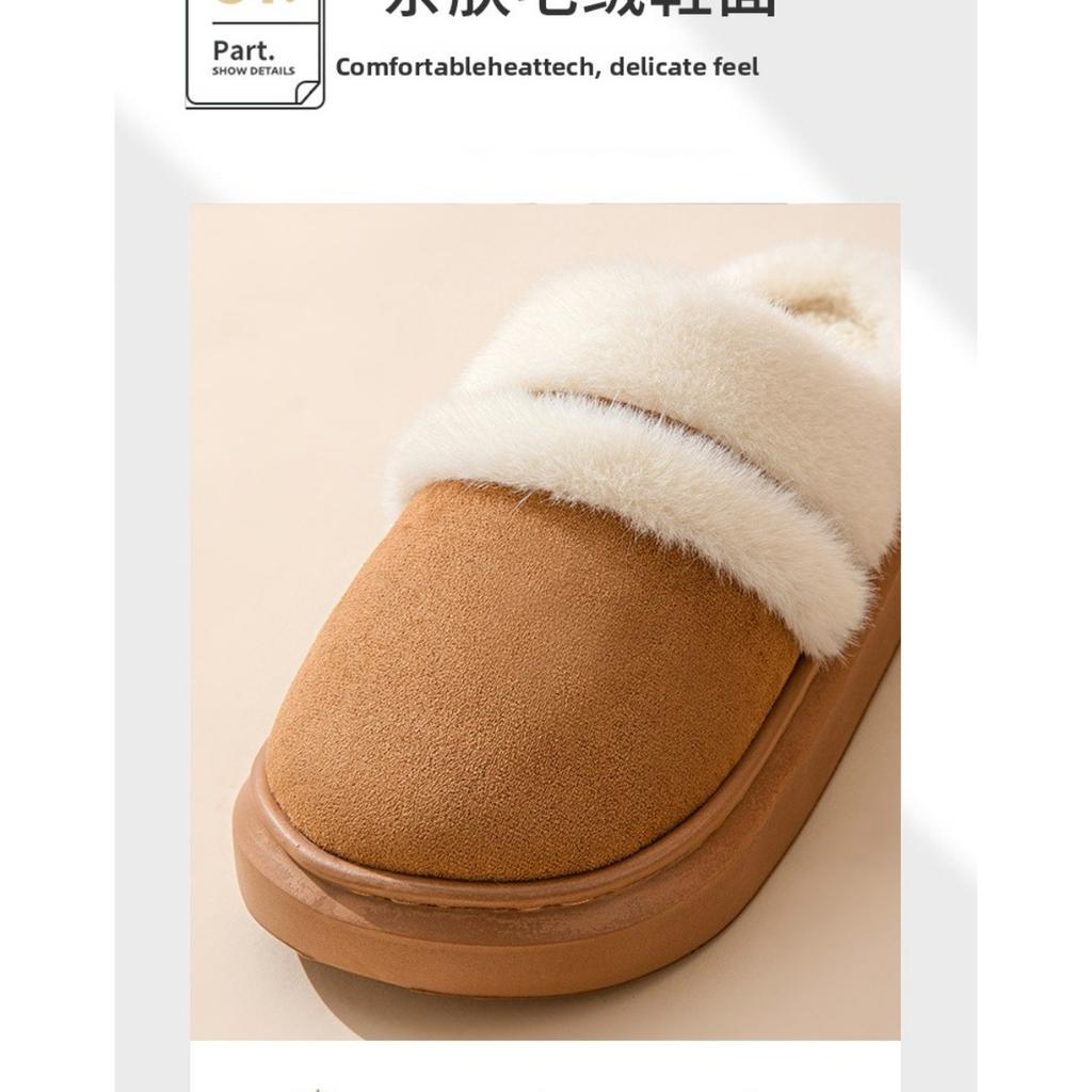Autumn and Winter Warm Cotton Slippers for Women, Suitable for Indoor and Home Use, with Anti Slip and Anti Odor Properties, Warmth Plush Cotton Shoes
