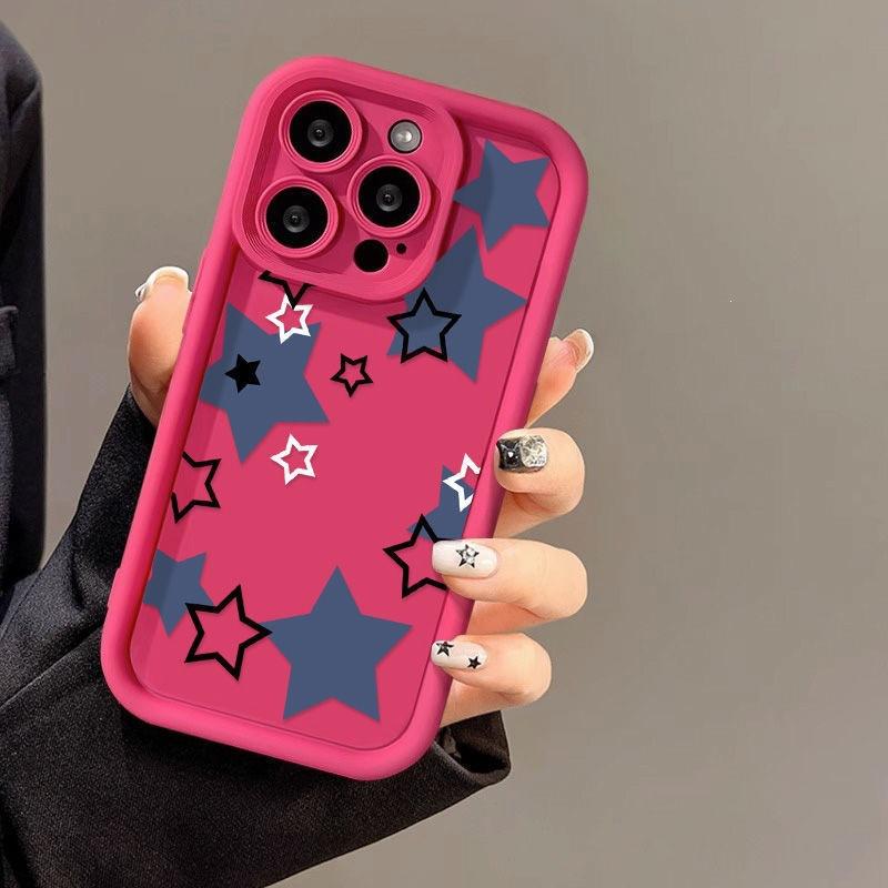 Синие и черные звезды для чехла на телефон iPhone16ProMax 14 Apple 13 матовый 12/15 Премиум 11 завод