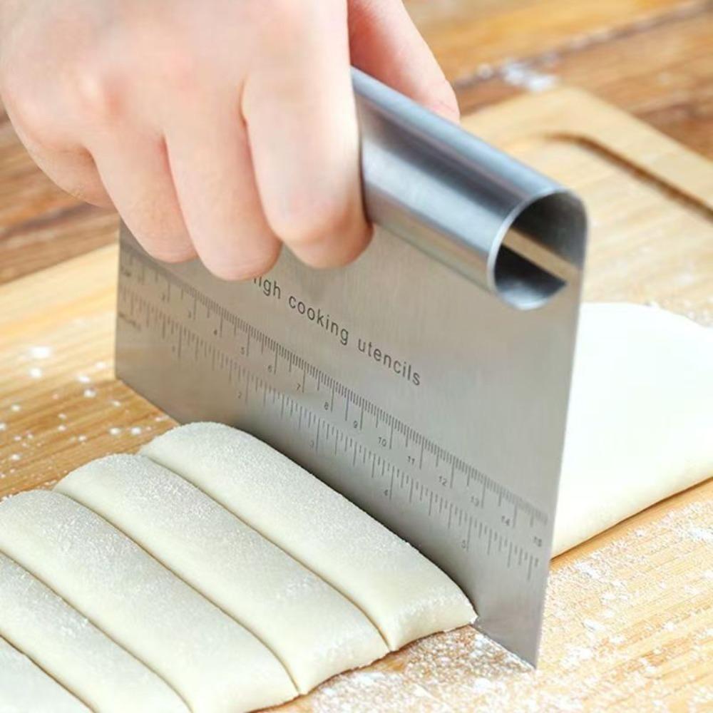 3pcs Stainless Steel Dough Scraper Chopper 6in×4.7in Bench Pastry Cutter with Scale for Bread Pizza Baking Kitchen Gadget 1