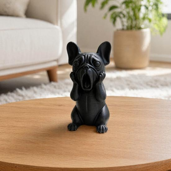 3D Printed French Bulldog Figurine, Screaming Dog Decorative Sculpture, Puppy Statue for Car Dashboard, Home Office Desk, Gift for Dog Lovers