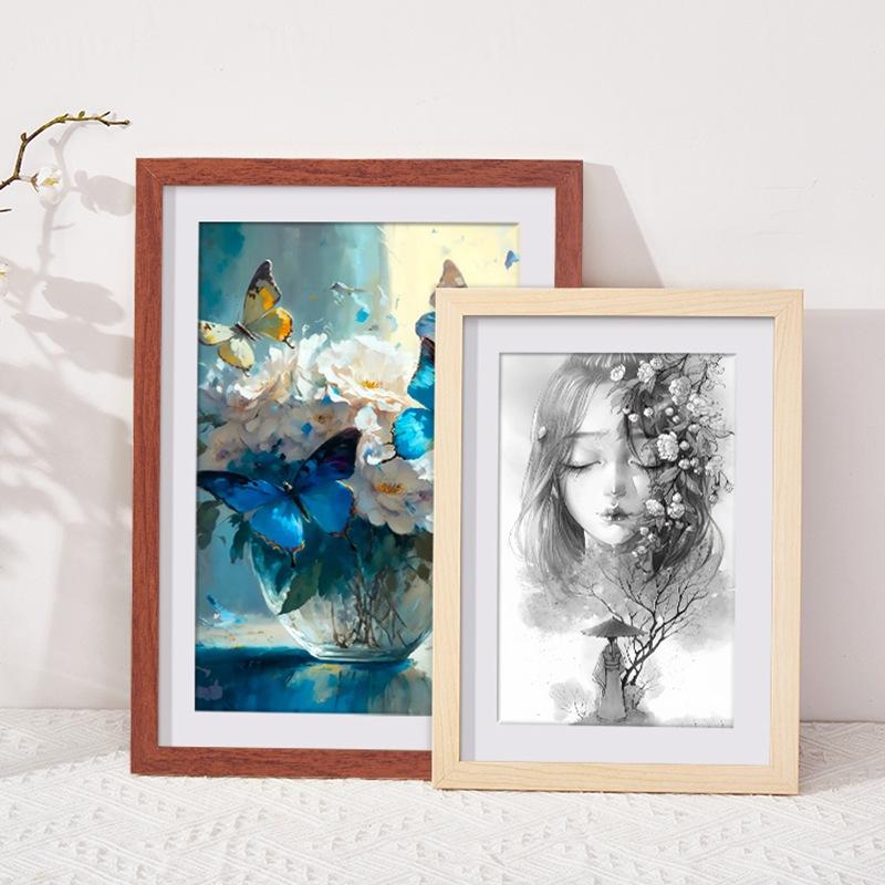 4R Photo Frame Natural Wooden Home Decor Wall Decor Picture Holder Art Paintings DIY