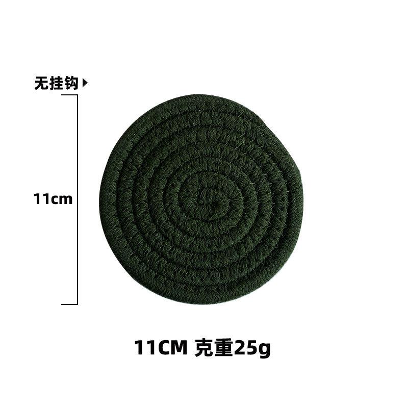 Contrasting cotton rope placemat pastoral thickened thermal insulation pad cotton and linen woven table mat household heat-resistant and anti-scalding