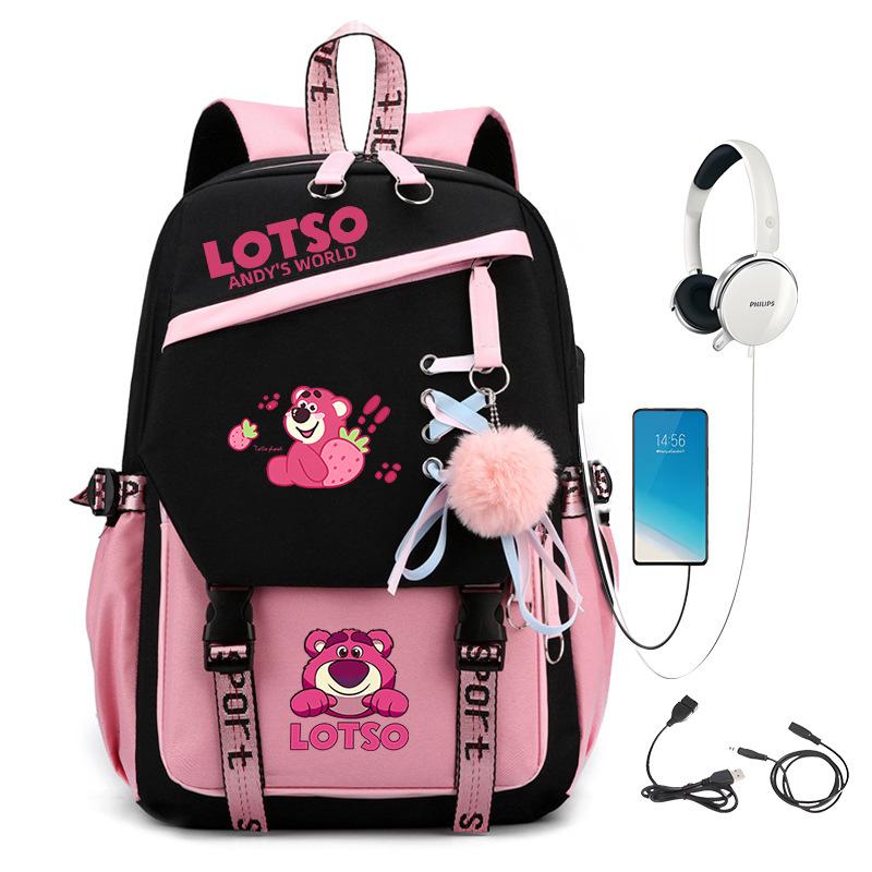 Sweet Strawberry Bear Children'S Backpack Lightweight Ridge Protection Large Capacity Primary And Secondary School Student Burden Reduction School Bag